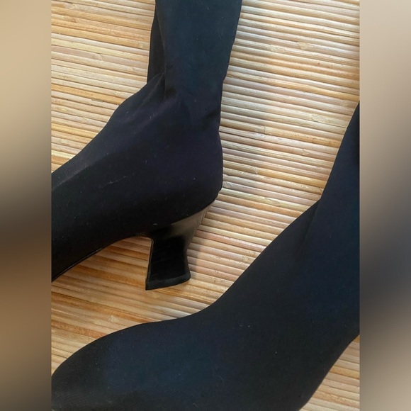 Anne Klein Couture Vintage Black Lycra Thigh Hi Stocking Kitten Heel Boots 6.5 - Picture 7 of 7